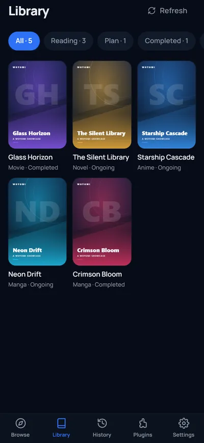 woyomi Android library interface